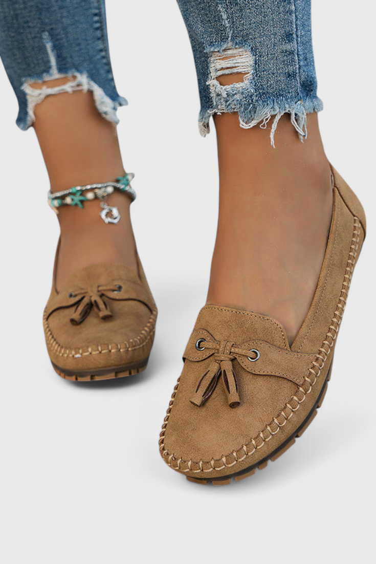 Mocasines Clásicos de Suede Peony con Borlas