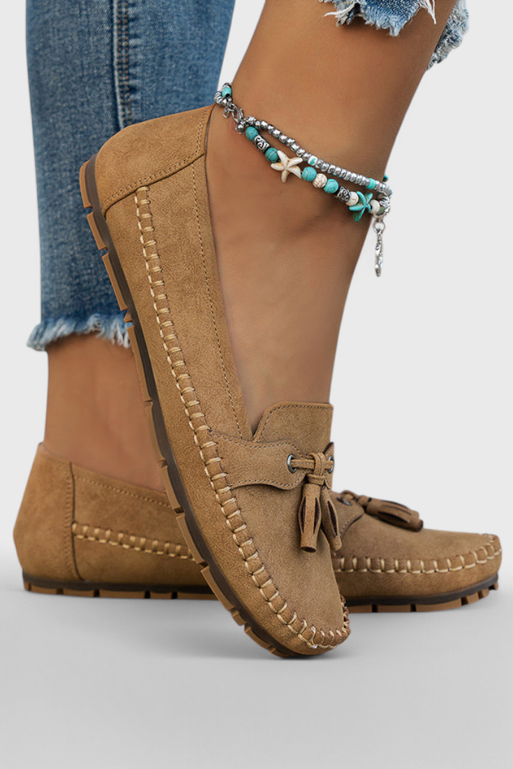 Mocasines Clásicos de Suede Peony con Borlas