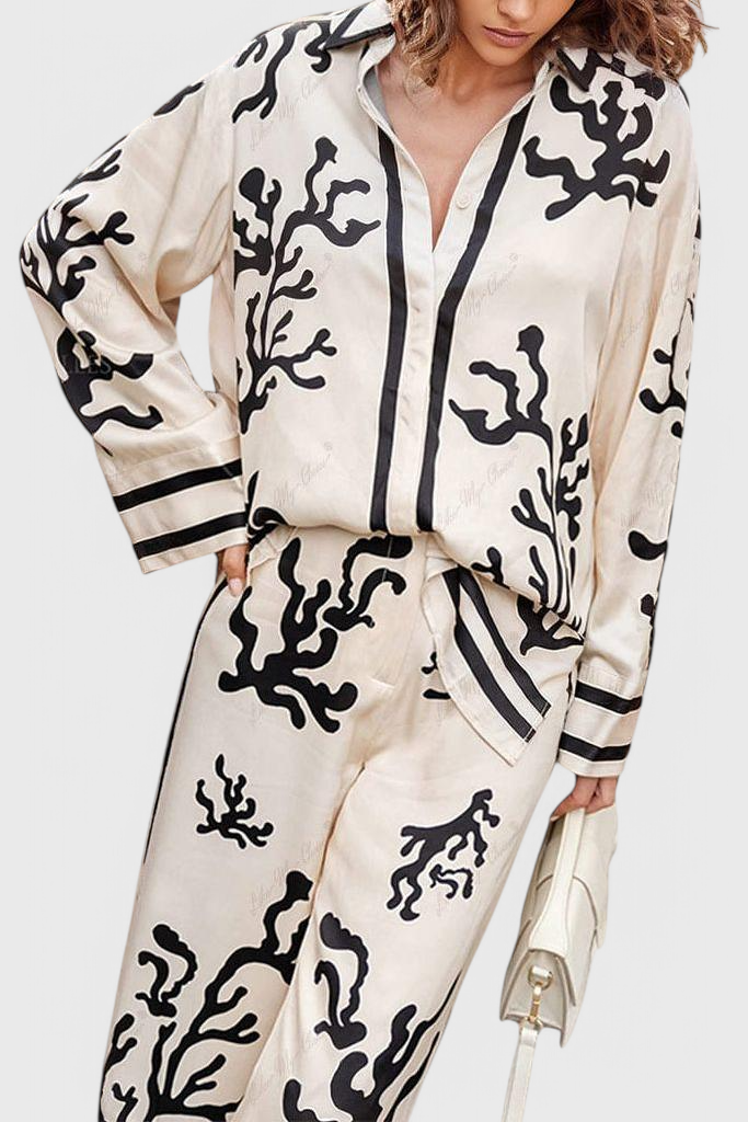 Nazaret Conjunto de Pantalón Ancho con Diseño Artístico