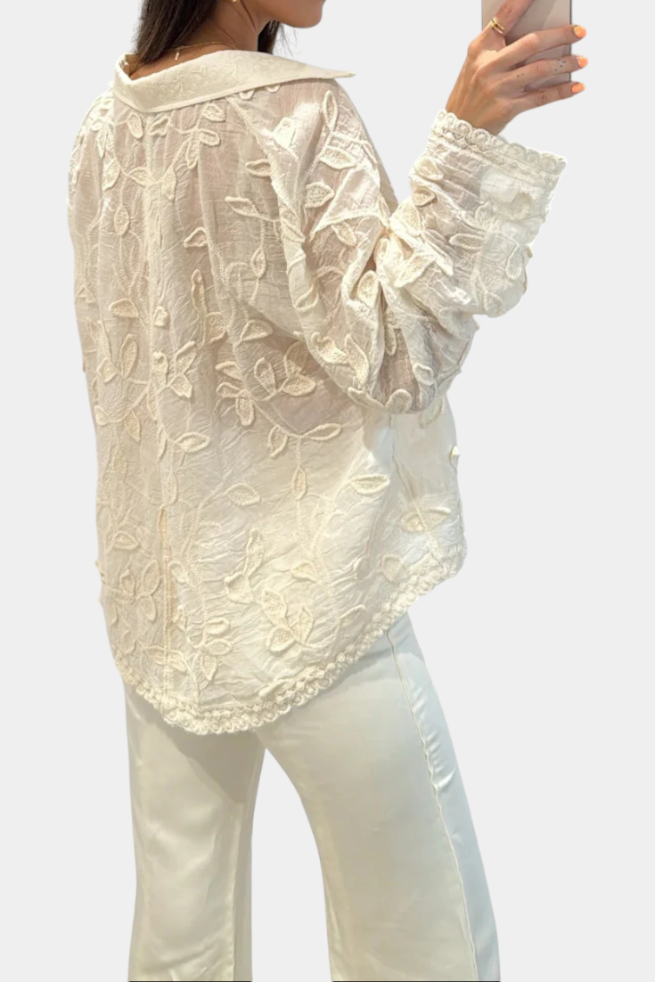 Prairie Camisa Bordada con Encaje