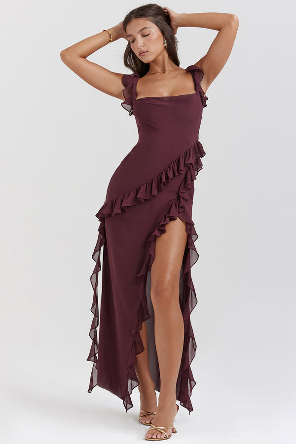 Regina® | Vestido Largo Amira – Ciruela Oscuro