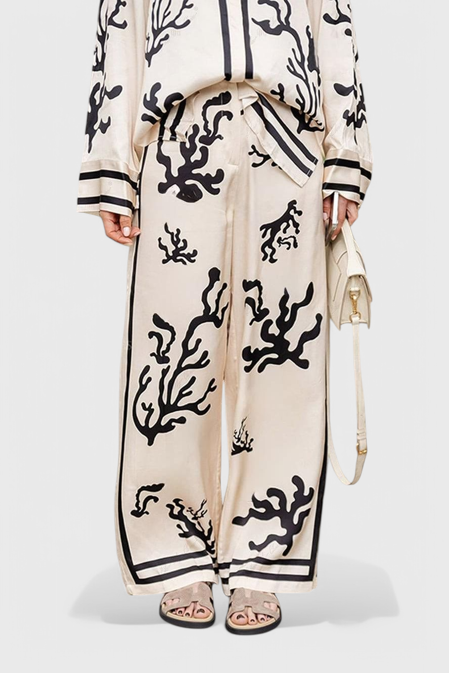 Nazaret Conjunto de Pantalón Ancho con Diseño Artístico