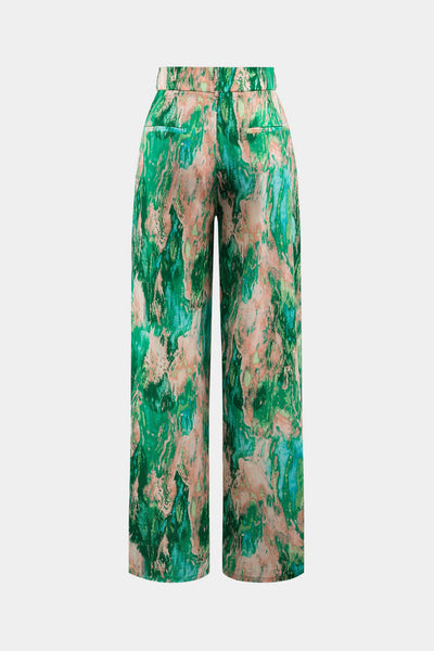 Inna Pantalones de Cintura Alta con Estampado de Mármol y Corte Recto
