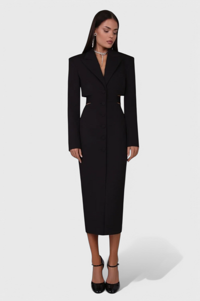 Bernice Midi Blazer Dress with Cut-Out and Open Back