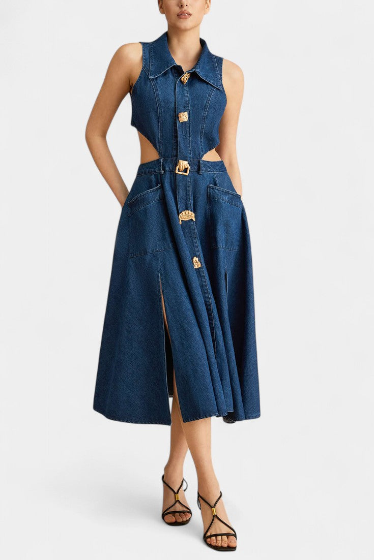 Vestido Sin Mangas de Mezclilla Alia con Corte Moderno