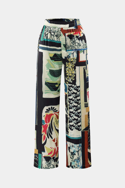 Arce Pantalones de Cintura Alta con Estampado Floral y Corte Recto