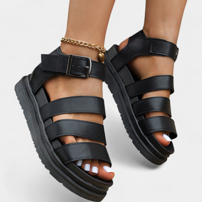 Sandalias de Plataforma Renes con Correas Múltiples y Hebilla Ajustable
