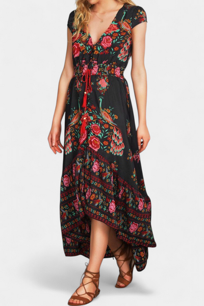 Chiara Vestido Boho Chic Floral con Cintura Ajustable