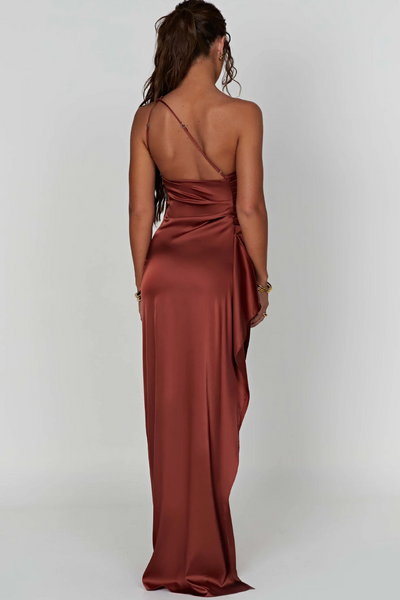 Loralei™ – Vestido Satinado con Escote Asimétrico
