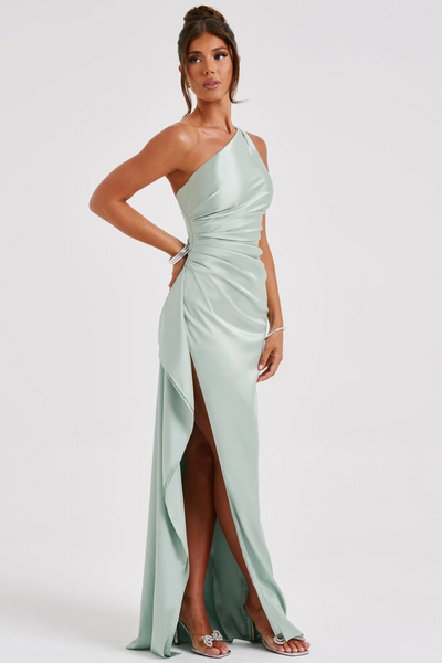 Loralei™ – Vestido Satinado con Escote Asimétrico