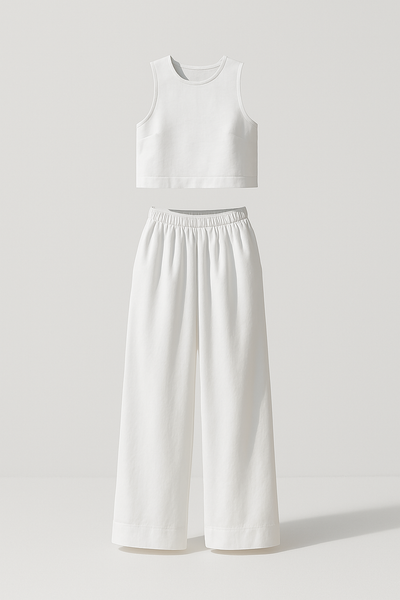 Avelina Conjunto Minimalista de Algodón y Lino Liviano