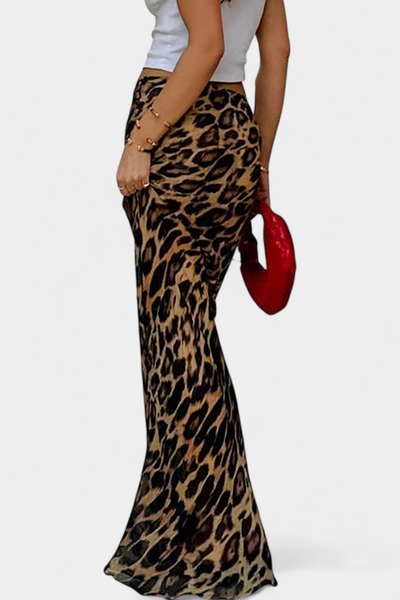 Maxi Falda Slim Elena con Estampado de Leopardo