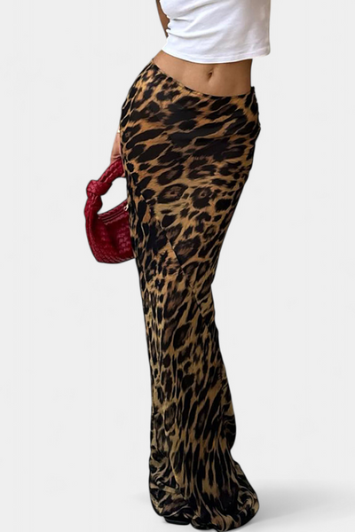 Maxi Falda Slim Elena con Estampado de Leopardo