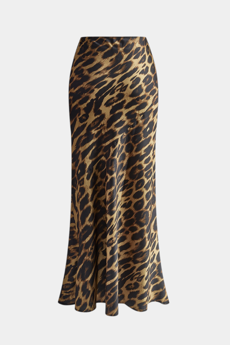 Maxi Falda Slim Elena con Estampado de Leopardo