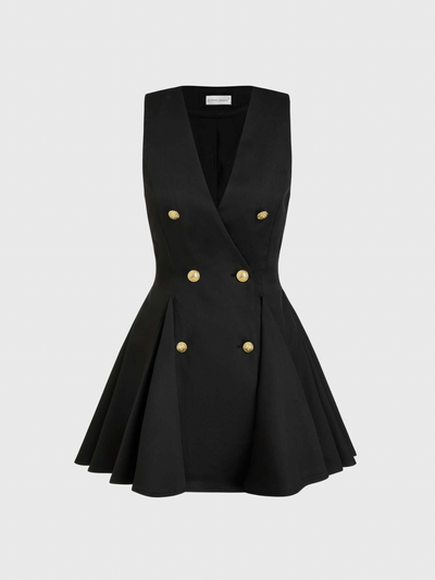 Nadia® | Vestido Mini de Botones con Volante y Escote en V