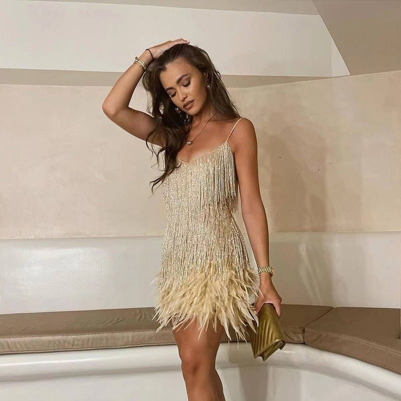Avenelle™ Vestido con Plumas