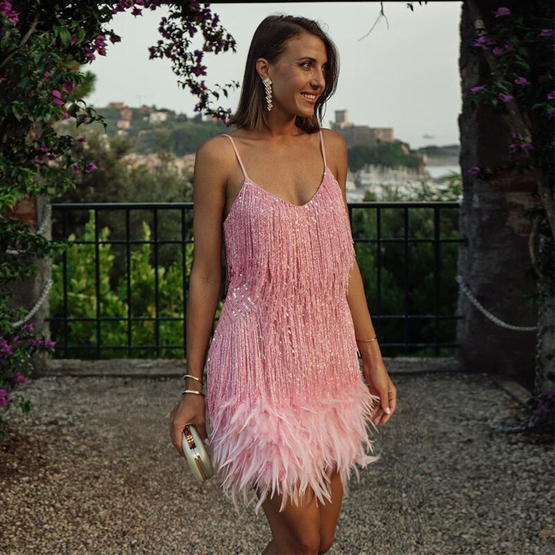 Avenelle™ Vestido con Plumas