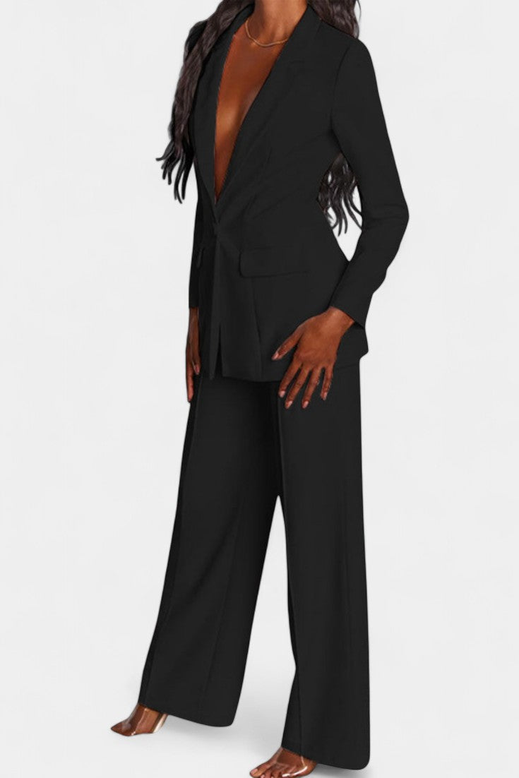 Marnie Conjunto de Blazer Personalizado y Pantalones de Pierna Ancha