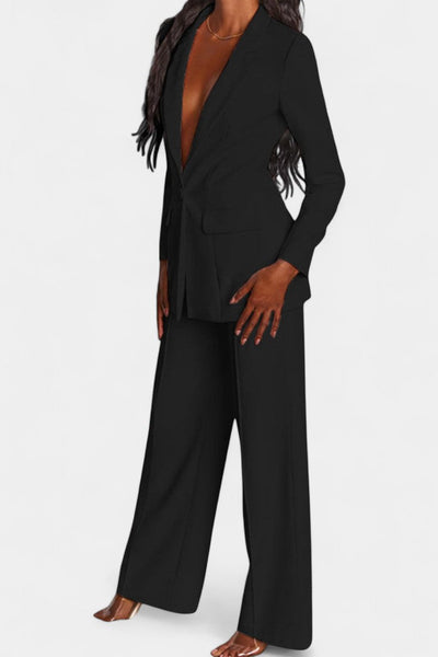 Marnie Conjunto de Blazer Personalizado y Pantalones de Pierna Ancha