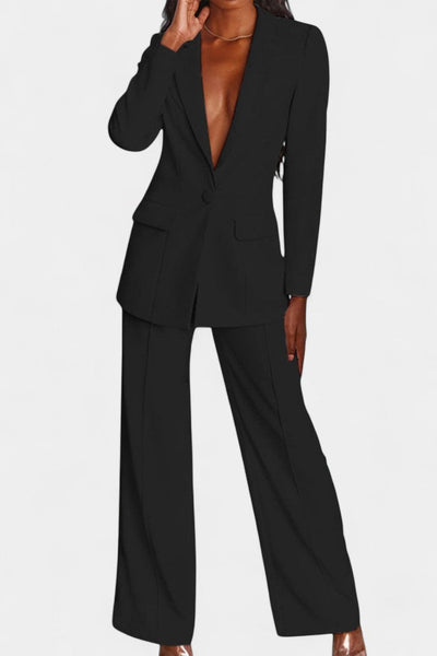 Marnie Conjunto de Blazer Personalizado y Pantalones de Pierna Ancha