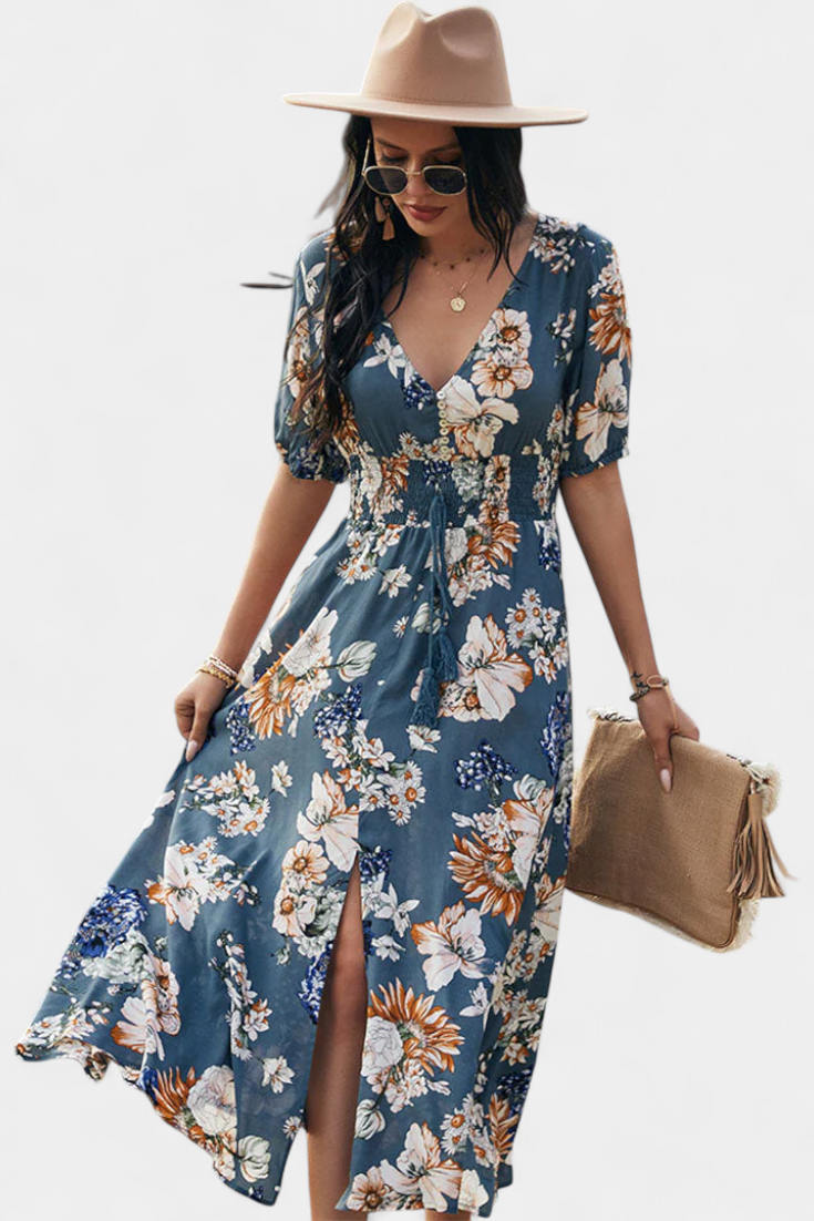Benoja Vestido de Verano con Diseño Floral y Corte Ajustado