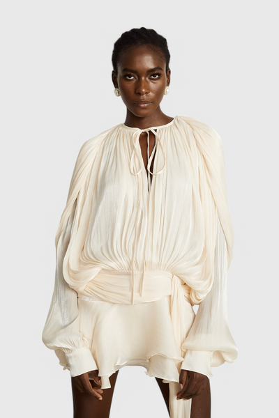 Aurore Mini Dress with Ruffles and Full Pleats