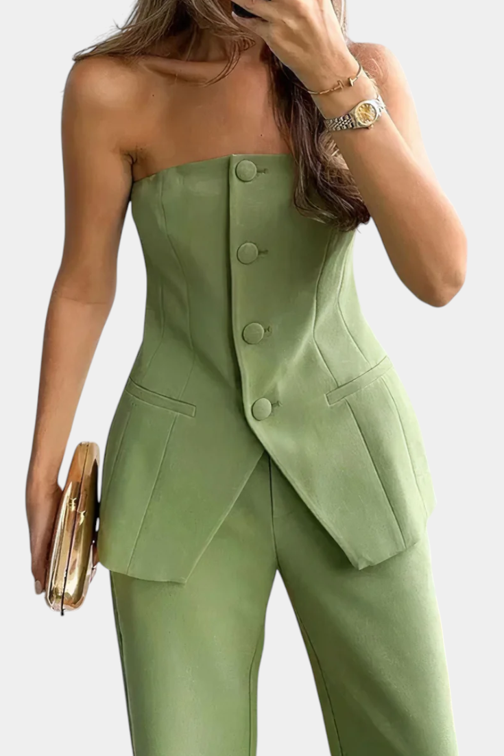 Conjunto Minimalista de Top Tubo y Pantalón de Pierna Ancha Ekaterina