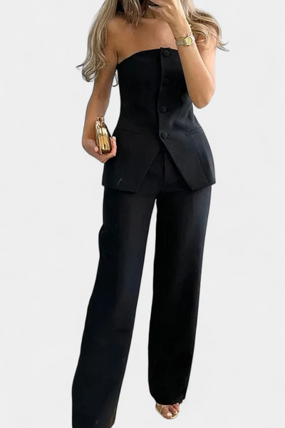 Conjunto Minimalista de Top Tubo y Pantalón de Pierna Ancha Ekaterina