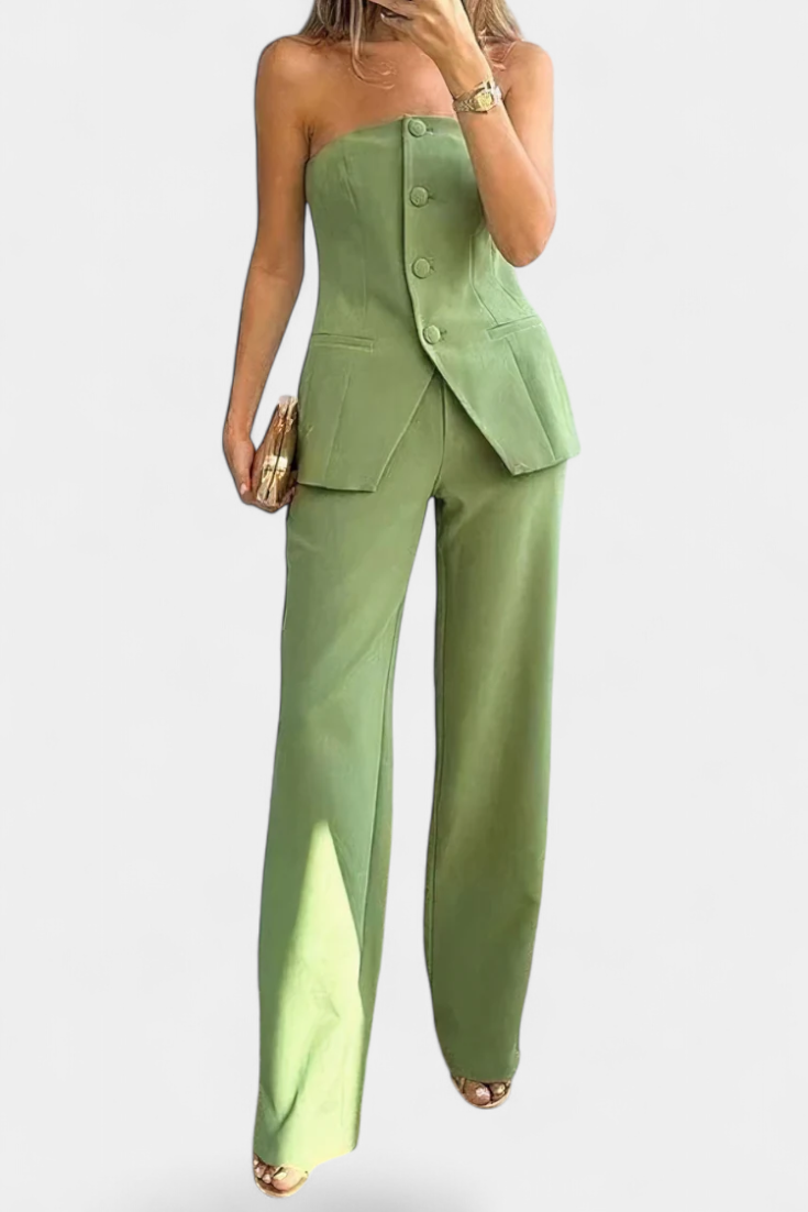 Conjunto Minimalista de Top Tubo y Pantalón de Pierna Ancha Ekaterina
