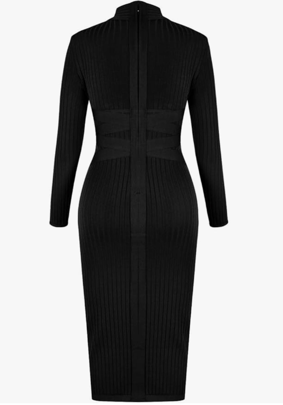 Vestido negro con banda de manga larga