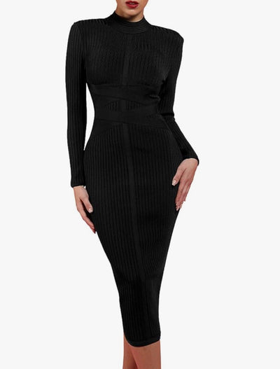 Vestido negro con banda de manga larga