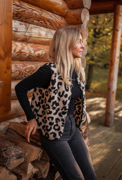 Musa™ | Chaqueta beige con estampado de leopardo