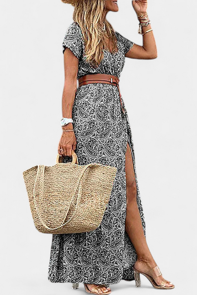 Vestido Boho de Verano Anfisa con Cinturón y Escote en V