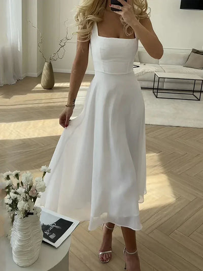 Sara® | Vestido Largo Elegante de Estilo Sólido