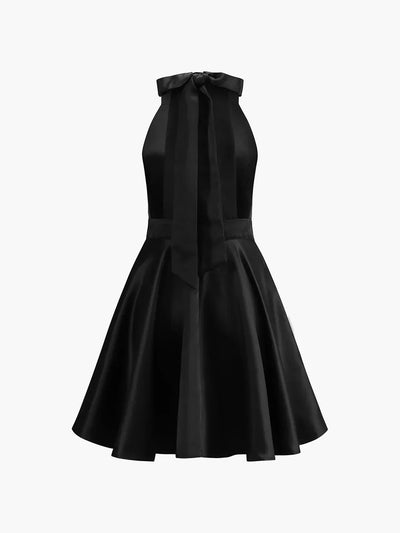 Mette® | Vestido Mini Plisado de Satén con Bolsillos Dobles y Espalda Abierta