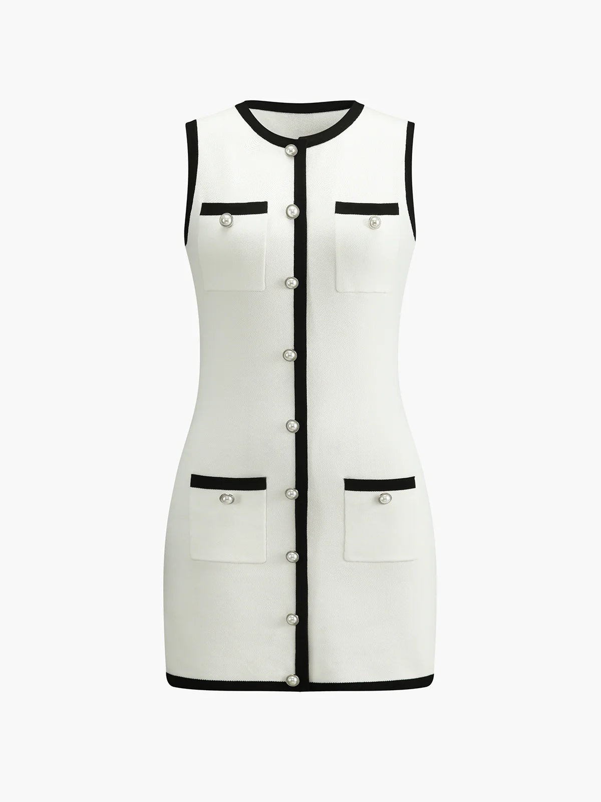 Julia® | Vestido corto sin mangas de suéter con múltiples bolsillos