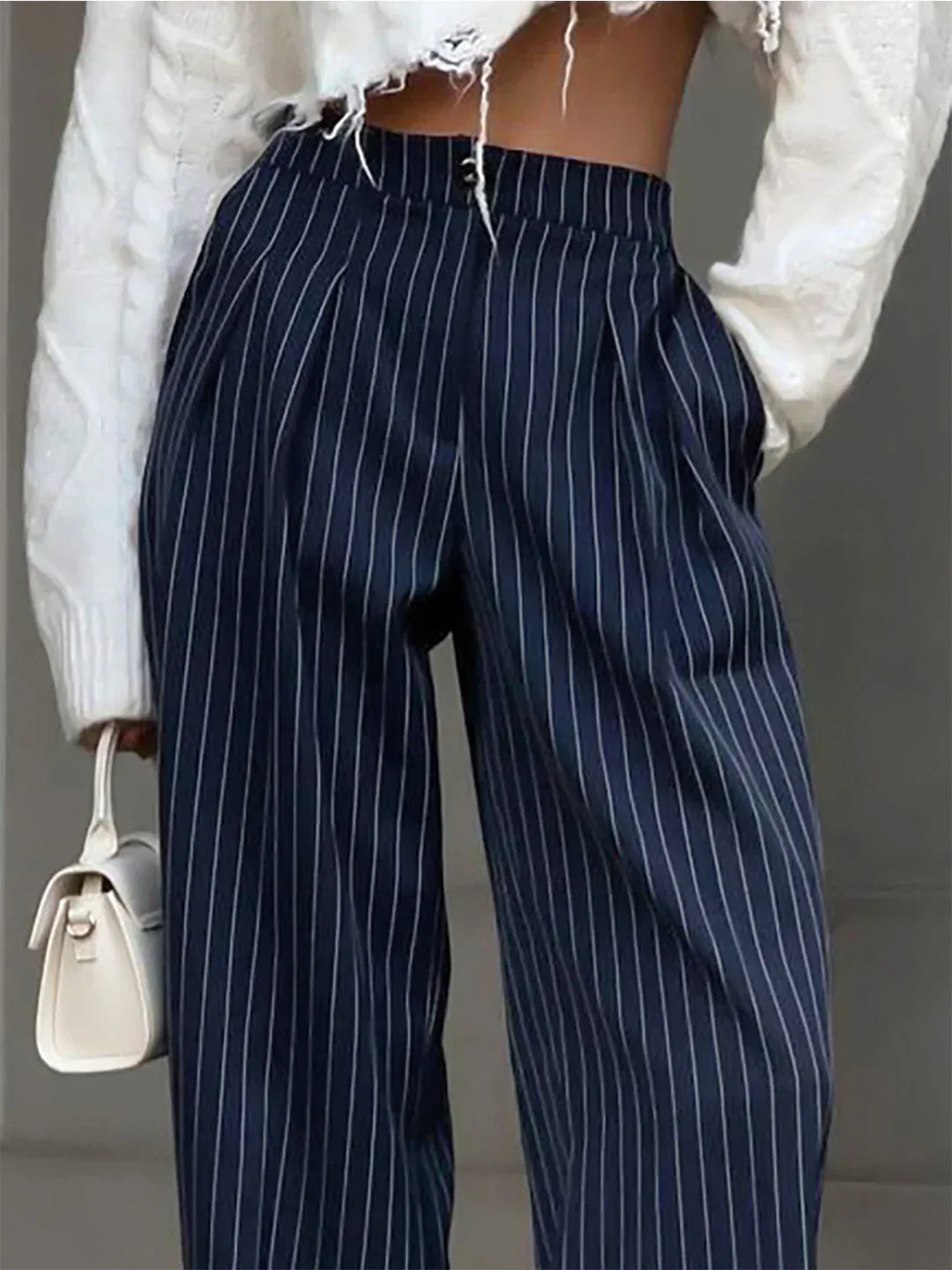 Patrycja® | Pantalones de vestir de pierna ancha con pinstripes
