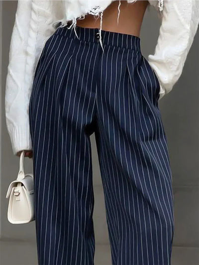Patrycja® | Pantalones de vestir de pierna ancha con pinstripes