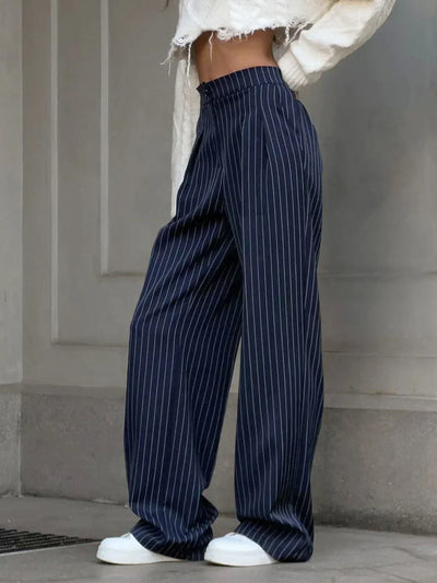 Patrycja® | Pantalones de vestir de pierna ancha con pinstripes