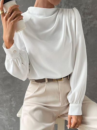 Ebba® | Blusa Elegante con Manga Obispo Drapada