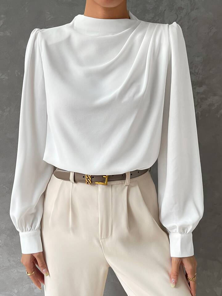 Ebba® | Blusa Elegante con Manga Obispo Drapada