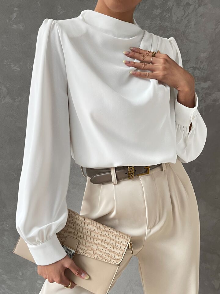 Ebba® | Blusa Elegante con Manga Obispo Drapada