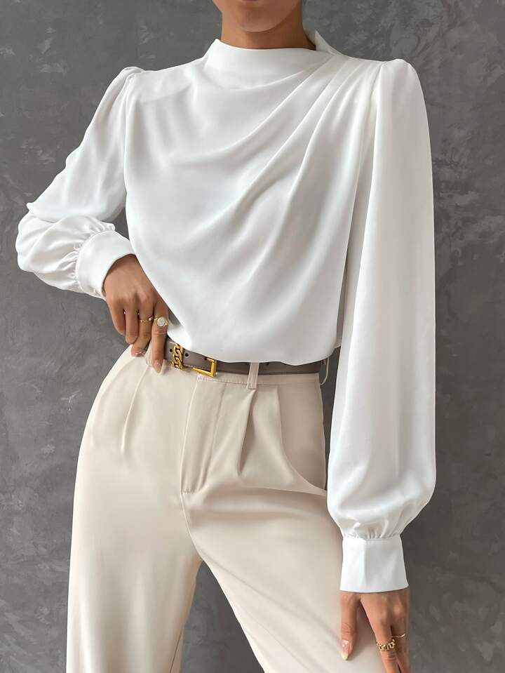 Ebba® | Blusa Elegante con Manga Obispo Drapada