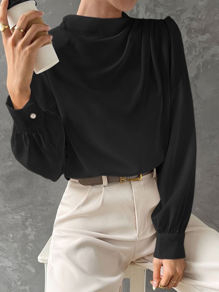Ebba® | Blusa Elegante con Manga Obispo Drapada