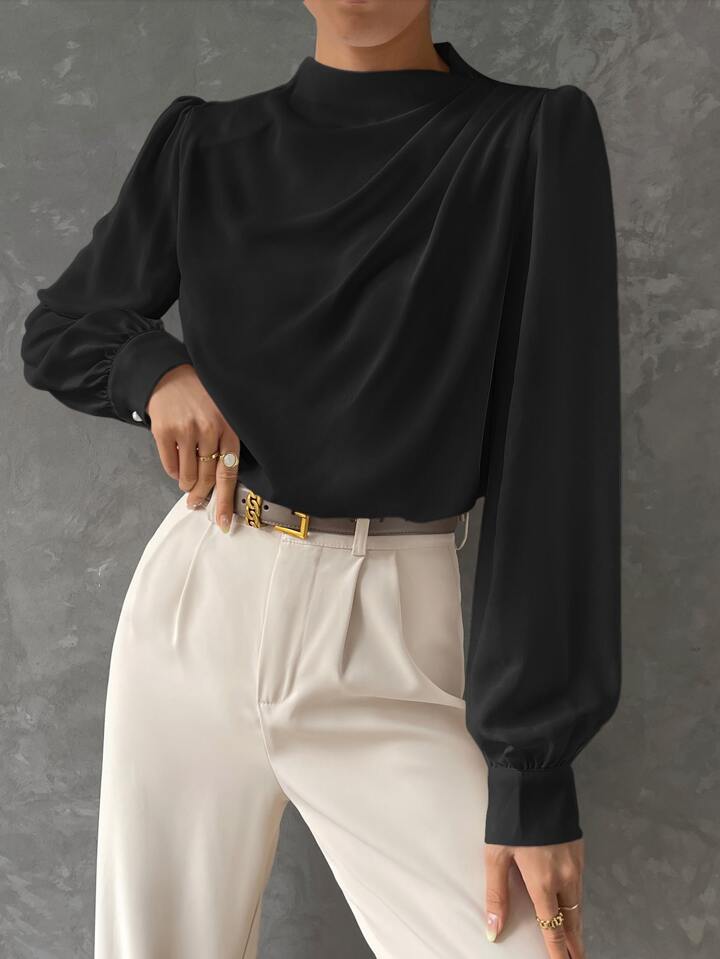 Ebba® | Blusa Elegante con Manga Obispo Drapada