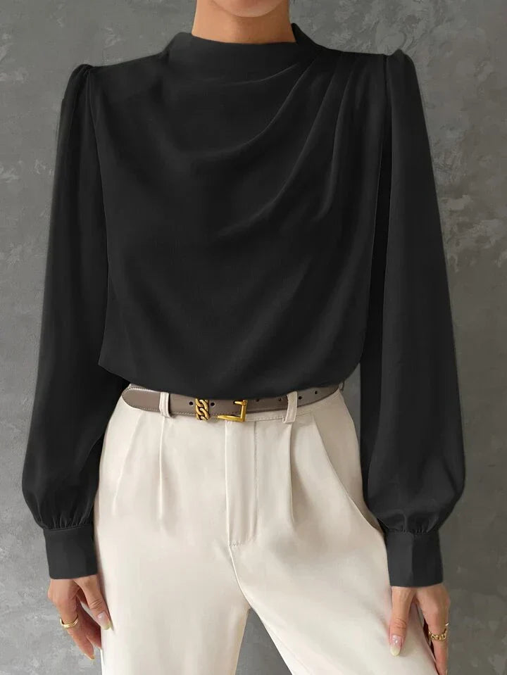 Ebba® | Blusa Elegante con Manga Obispo Drapada