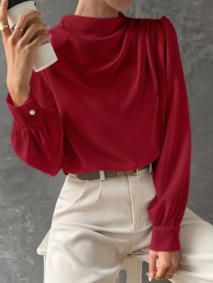 Ebba® | Blusa Elegante con Manga Obispo Drapada