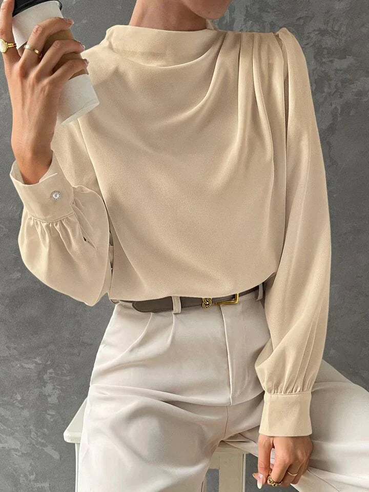 Ebba® | Blusa Elegante con Manga Obispo Drapada