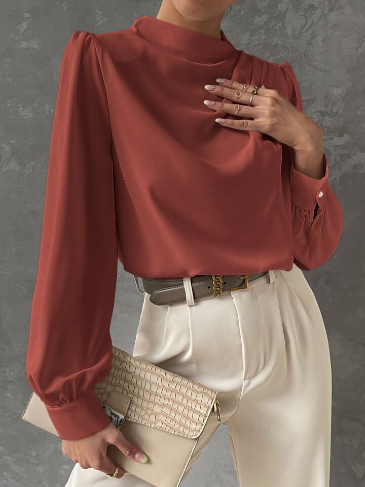 Ebba® | Blusa Elegante con Manga Obispo Drapada