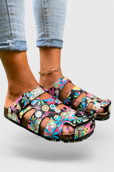 Neya Zuecos de Corcho con Hebilla y Plantilla Confortable